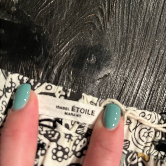 NWT ISABEL MARANT ETOILE CORDELIA ECRU & ALMOND PRINTED RUFFLE MINI SKIRT 4 - Picture 4 of 9